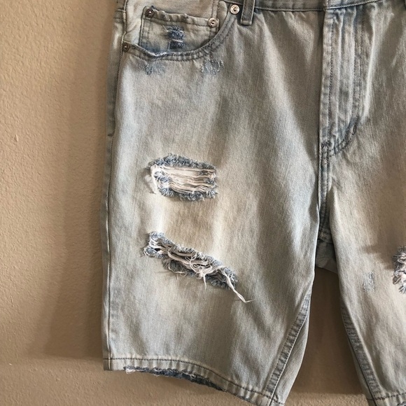 PacSun Men’s Distressed Vertical Stretch Skinny Denim Shorts Size W34 - Picture 4 of 14